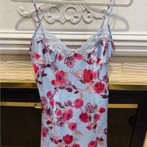 Victoria's Secret Blue and Red Floral Chemise